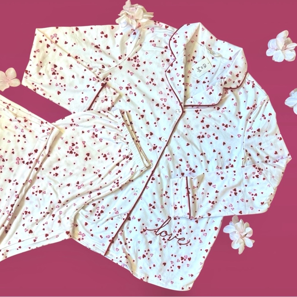 Laura Ashley “O So Soft” Heart Print Pajama Set